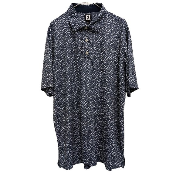 FJ Other - FJ FootJoy Mens Polo Shirt XL Gray Floral Short Sleeve Preppy Casual